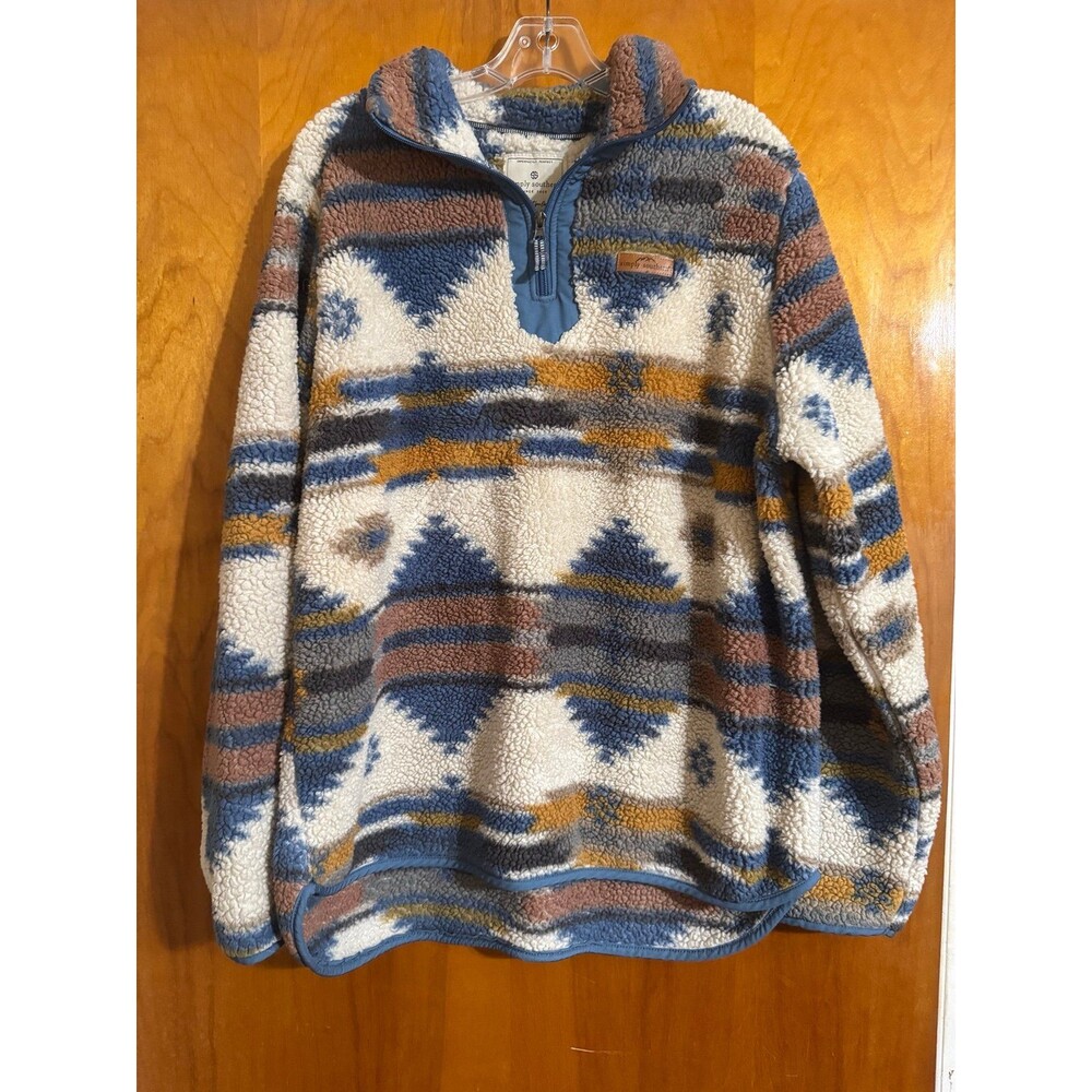 Simply Southern® Women XL-2X Quarter Zip Sherpa Longsleeve Top Southwest Design